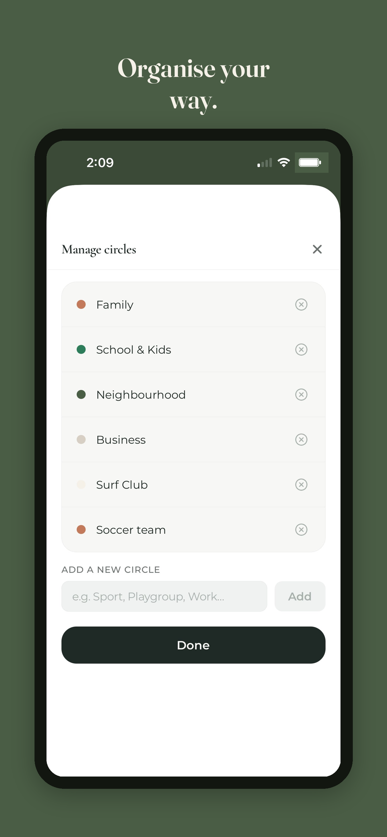 KnoWHO — manage circles
