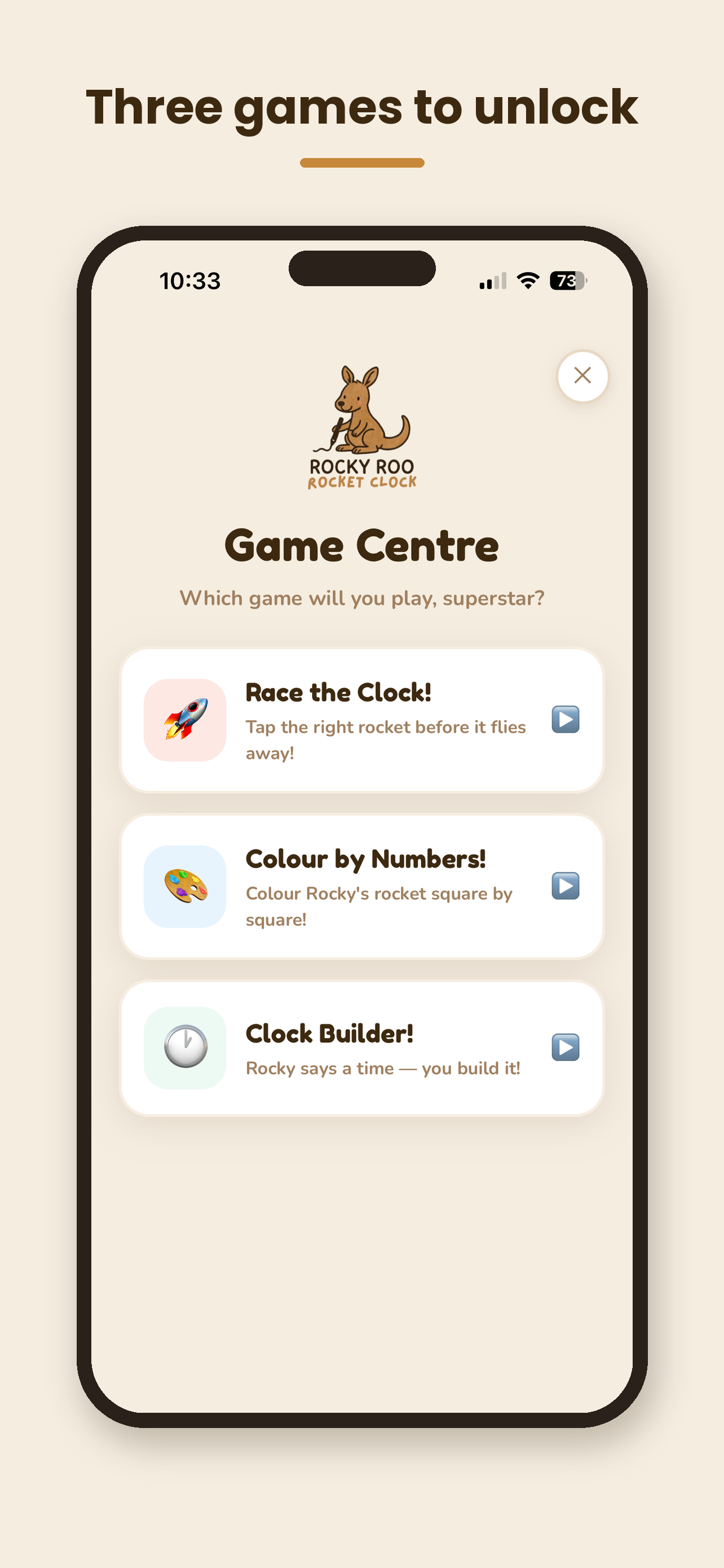 Game Centre — three games to unlock